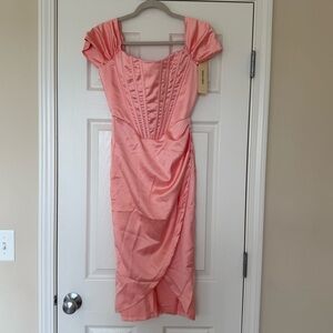 Perfect Corset NYC Elegant Pink Dress with Cap Sleeves